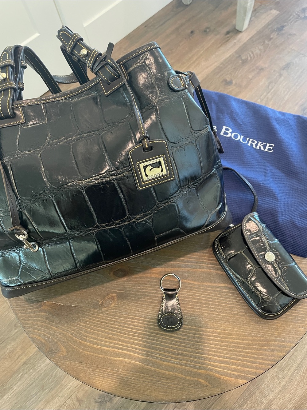 Dooney & Bourke Nile Croc-Embossed Leather Satchel w/ Matching Accessories!